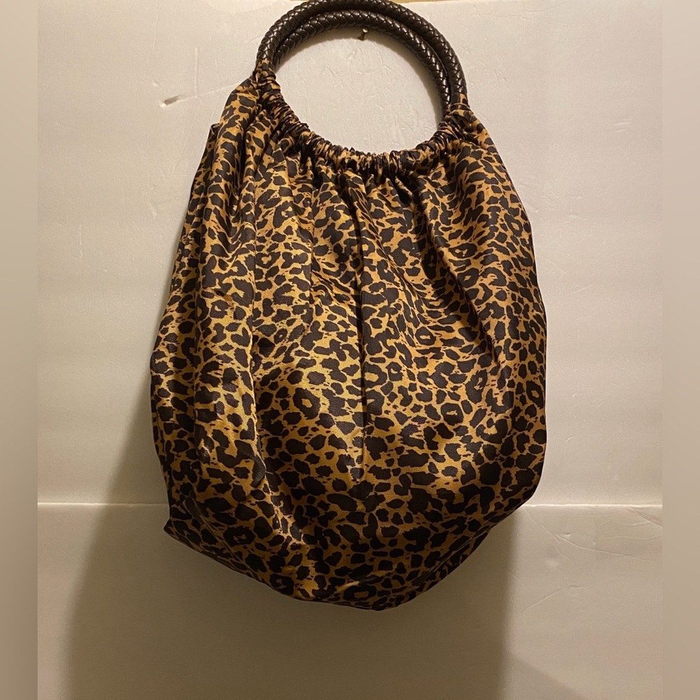 PENELOPE ANN bag Leopard Print Tote with Brown Handles